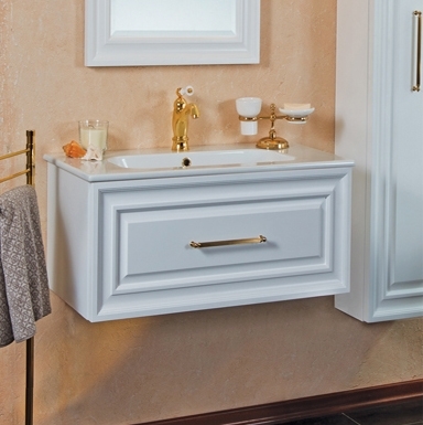 Тумба для комплекта La Beaute Classic Cornelia 85 белый матовый, фурнитура золото, подвесная, с ящиками