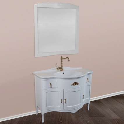Мебель для ванной La Beaute Classic Nora белый глянец, фурнитура бронза, напольная, с доводчиками