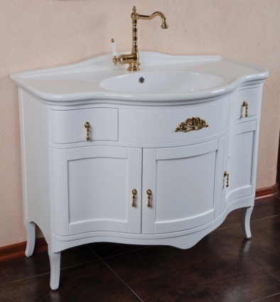 Тумба для комплекта La Beaute Classic Nora белый глянец, фурнитура бронза, напольная, с доводчиками