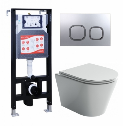 Комплект 3 в 1 инсталляция ESBANO FRAM + Унитаз подвесной Ceramica Nova Forma CN3011 + кнопка хром матовая