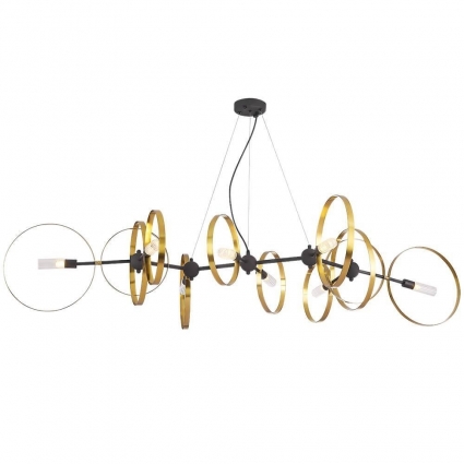 Подвесная люстра Crystal Lux Armonica SP8 Black/Brass V2 в стиле Хай-тек, цвет золотой