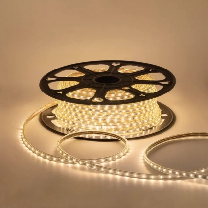 Светодиодная влагозащищенная лента OGM 5W/m 60LED/m 2835SMD теплый белый 50M O17-01 цвет белый