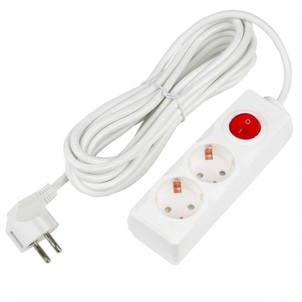 Удлинитель Uniel Ultra 2гн х 5м с/з S-GCU2-5B White UL-00010012 цвет белый, мощность 3500 Вт