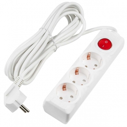 Удлинитель Uniel Ultra 3гн х 5м с/з S-GCU3-5B White UL-00010018 цвет белый, мощность 3500 Вт