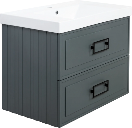 Тумба с раковиной La Fenice Cubo Twin 80 серая, подвесная, матовая
