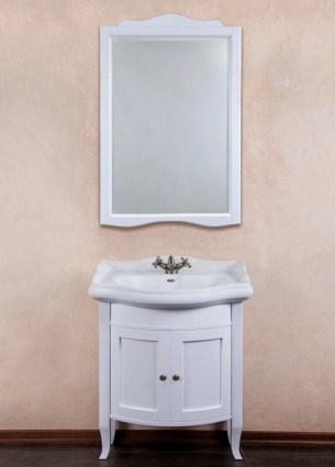 Тумба с раковиной La Beaute Classic Lorette 70 белый матовый, фурнитура серебро, напольная, с дверками