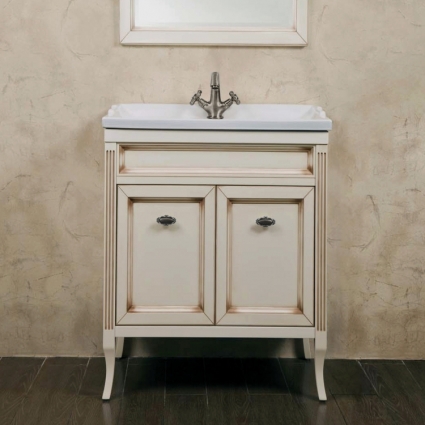 Тумба с раковиной La Beaute Classic Vivien Porta 70 слоновая кость с патиной, фурнитура серебро, напольная, с дверками
