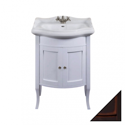 Тумба с раковиной La Beaute Classic Lorette 65 темное дерево глянец, фурнитура серебро, напольная, с дверками