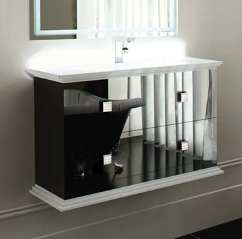 Тумба с раковиной La Beaute Loiret SW 100 черная, подвесная, с ящиками