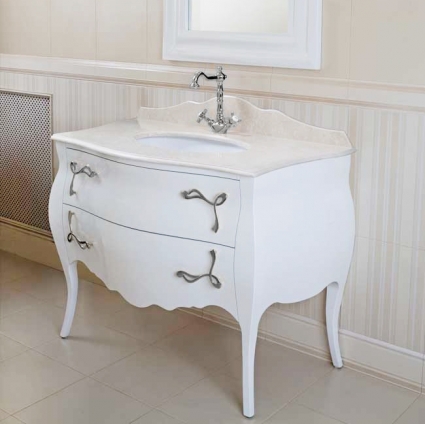 Тумба с раковиной La Beaute Classic Holly белый глянец, фурнитура хром, напольная, с ящиками