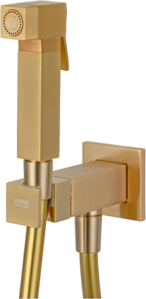 Гигиенический душ Remer Absolute Q64BG золотой брашированный, С ВНУТРЕННЕЙ ЧАСТЬЮ, штанга 15 см, шланг пластиковый 120 см