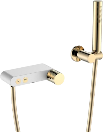 Смеситель для ванны с душем Boheme Stick 123-WG white diamond gold, однорычажный, длина излива 6.9 см