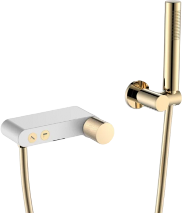Смеситель для ванны с душем Boheme Stick 123-WG.2 white touch gold, однорычажный, длина излива 6.9 см