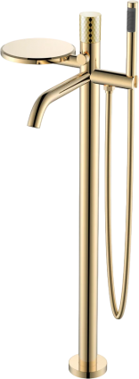 Напольный смеситель для ванны с душем Boheme Stick 129-GG gold diamond gold, однорычажный, золото
