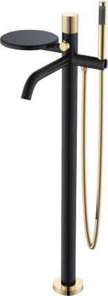 Напольный смеситель для ванны с душем Boheme Stick 129-BG.2 black diamond gold, однорычажный, длина излива 26.65 см