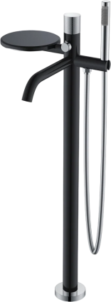 Напольный смеситель для ванны с душем Boheme Stick 129-BCR.2 black touch chrome, однорычажный, длина излива 26.65 см
