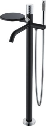 Напольный смеситель для ванны с душем Boheme Stick 129-BCR black diamond chrome, однорычажный, длина излива 26.65 см