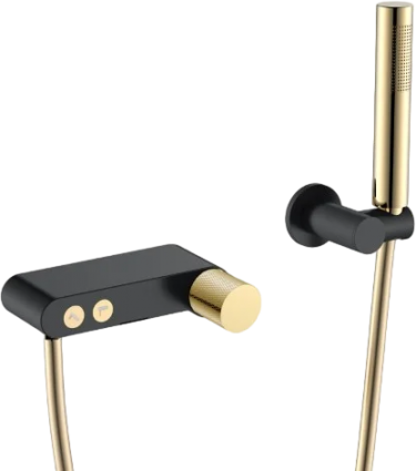 Смеситель для ванны с душем Boheme Stick 123-BG.2 black touch gold, однорычажный, длина излива 6.9 см