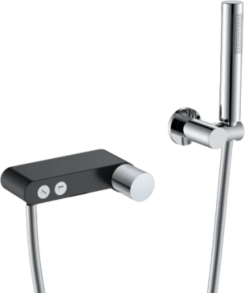 Смеситель для ванны с душем Boheme Stick 123-BCR.2 black touch chrome, однорычажный, длина излива 6.9 см