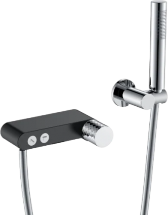 Смеситель для ванны с душем Boheme Stick 123-BCR black diamond chrome, однорычажный, длина излива 6.9 см