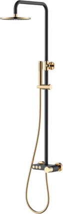 Душевая стойка Boheme Stick 128-BG black diamond gold штанга 112.5 см, шланг 150 см