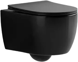 Cerutti Spa Унитаз подвесной CeruttiSpa Oglio 9239 безободковый, с микролифтом, черный матовый, 36.5x48.5 см