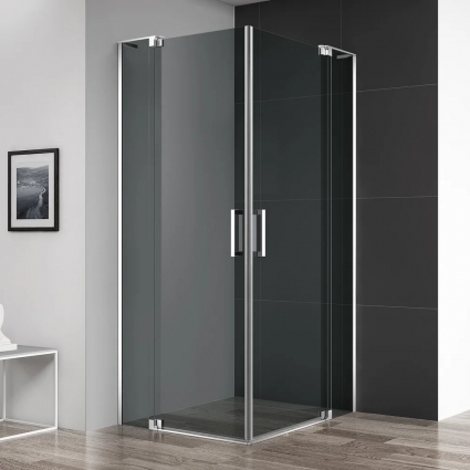 Душевой уголок Cezares Slider AH 2 90/100-100/110 Grigio Cr профиль хром, стекло серое, прямоугольный, двери распашные