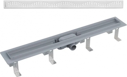 Душевой лоток AlcaPlast APZ8-Simple AG100101750 с решеткой и опорами, в пол около стены, выпуск боковой