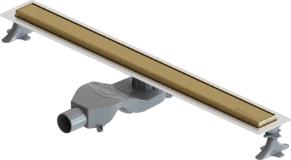 Душевой лоток Boheme Premium Linear 80 см, матовое золото, в пол около стены, выпуск боковой