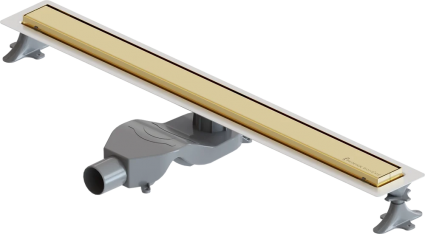 Душевой лоток Boheme Premium Linear 80 см, золото, в пол около стены, выпуск боковой