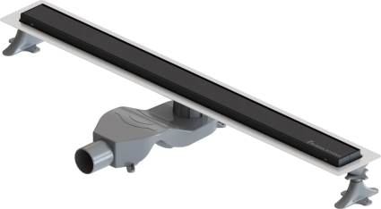 Душевой лоток Boheme Premium Linear 80 см, черный, в пол около стены, выпуск боковой