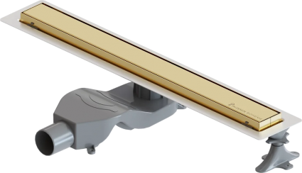 Душевой лоток Boheme Premium Linear 60 см, золото, в пол около стены, выпуск боковой