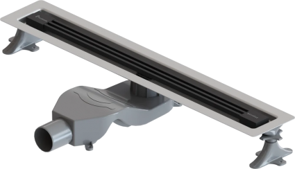 Душевой лоток Boheme B&T Infinity 60 см, черный, в пол около стены, выпуск боковой