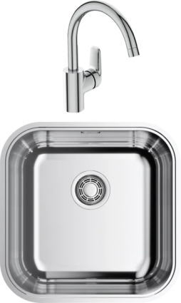 Комплект Мойка кухонная Omoikiri Omi 44-U/IF-IN Quadro + Смеситель Ideal Standard Ceraflex B1727AA квадратная,  в современном стиле