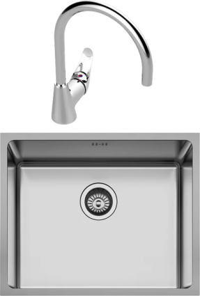 Комплект Мойка кухонная Seaman Eco Roma SMR-5444A + Смеситель Vidima Орион BA365AA брашированная, прямоугольная