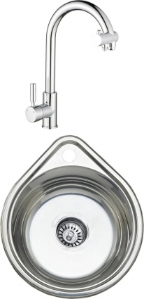 Комплект Мойка кухонная Seaman Eco Wien SWT-3945 + Смеситель для кухни Seaman Barcelone SSL-5226 water polish полированная, круглая