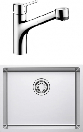 Комплект  Мойка кухонная Omoikiri Tadzava 54-U/I + Смеситель для кухни Hansgrohe Talis S 32841000 брашированная, прямоугольная