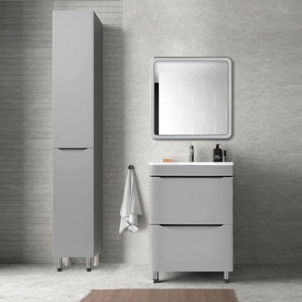 Мебель для ванной Style Line Бергамо Мини 60 Люкс Plus напольная, антискрейтч серая, матовая, с ящиками