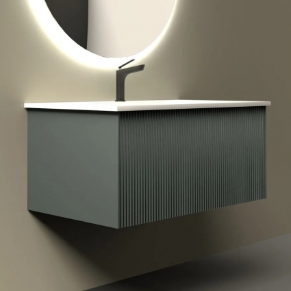 Тумба с раковиной La Fenice Terra 80 серая, подвесная, матовая