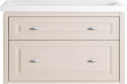 Тумба для комплекта ASB-Woodline Кастелло 100 подвесная, бежевая, матовая, с ящиками