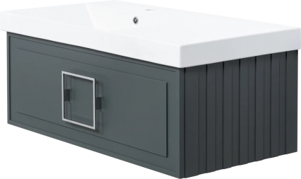 Тумба с раковиной La Fenice Cubo 90 L, серая, подвесная, матовая