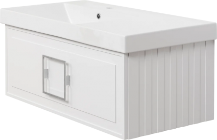 Тумба с раковиной La Fenice Cubo 90 L, белая, подвесная, матовая