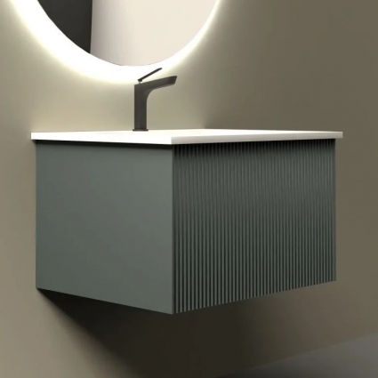 Тумба с раковиной La Fenice Terra 60 серая, подвесная, матовая