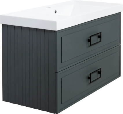 Тумба с раковиной La Fenice Cubo Twin 100 серая, подвесная, матовая