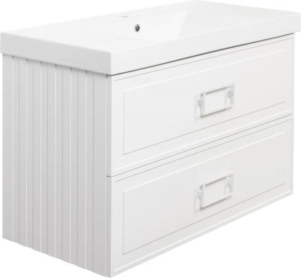 Тумба для комплекта La Fenice Cubo Twin 100 белая подвесная, матовая