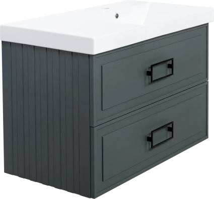 Тумба с раковиной La Fenice Cubo Twin 90 R, серая, подвесная, матовая