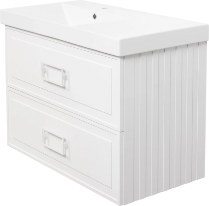 Тумба с раковиной La Fenice Cubo Twin 90 L, белая, подвесная, матовая