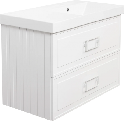 Тумба с раковиной La Fenice Cubo Twin 90 R, белая, подвесная, матовая