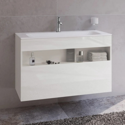 Тумба с раковиной Keuco Stageline 32872 100 см, белая, подвесная, матовая