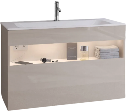 Тумба для комплекта Keuco Stageline 32872 100 см, с подсветкой, розеткой и точкой зарядки USB и USB-C, кашемир, подвесная, матовая